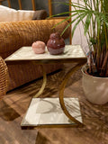 Amelia - table d'appoint - or et blanc - métal et émail - 40x40x45 cm
