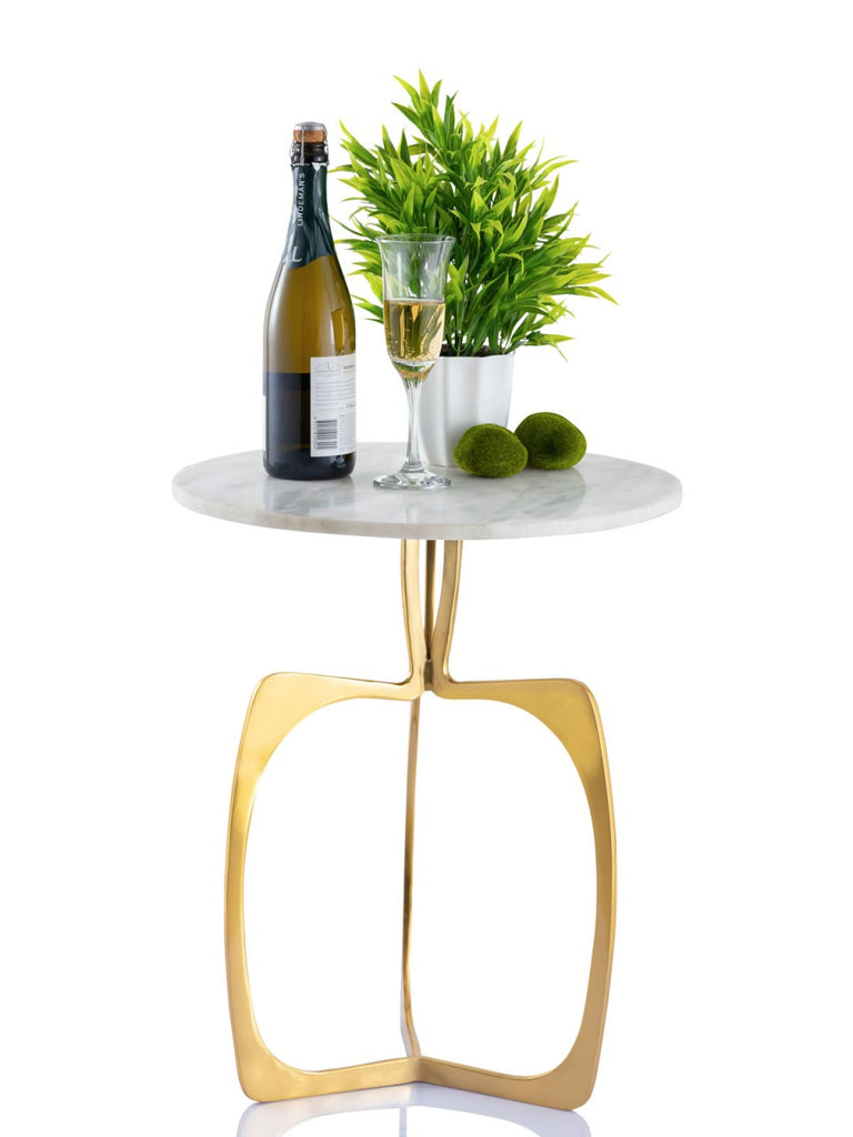 Eva - table d'appoint - marbre - aluminium - ø 45 x 56 cm