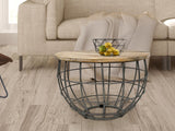 Evelyn - Table d'appoint - blanche - bois massif et métal - ø 55 cm