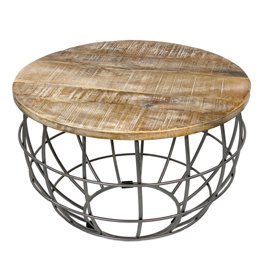 Evelyn - Table d'appoint - blanche - bois massif et métal - ø 55 cm