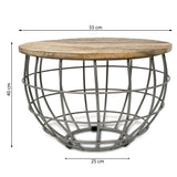 Noah - Beistelltisch - massives Altholz - Metall - ø 55 cm