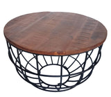 Noah - Beistelltisch - massives Altholz - Metall - ø 55 cm