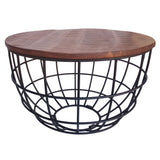 Noah - Beistelltisch - massives Altholz - Metall - ø 55 cm