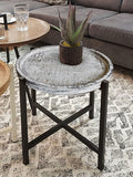 David - table d'appoint - argent vieilli/noir - métal - ø 46 x H 45 cm