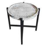 David - table d'appoint - argent vieilli/noir - métal - ø 46 x H 45 cm