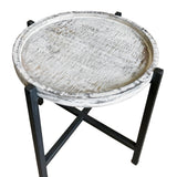 David - table d'appoint - argent vieilli/noir - métal - ø 46 x H 45 cm