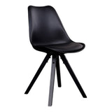 De Jong - Eetkamerstoel - zwart - PU-leer en rubberhout - 48x42x85 cm