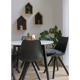 De Jong - Eetkamerstoel - zwart - PU-leer en rubberhout - 48x42x85 cm