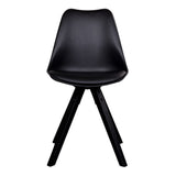 De Jong - Eetkamerstoel - zwart - PU-leer en rubberhout - 48x42x85 cm