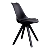 De Jong - Eetkamerstoel - zwart - PU-leer en rubberhout - 48x42x85 cm