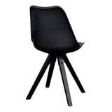 De Jong - Eetkamerstoel - zwart - PU-leer en rubberhout - 48x42x85 cm