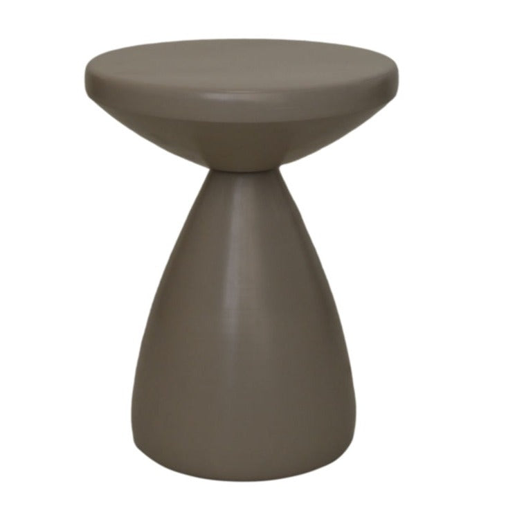 Een stijlvolle Taupe Ronde Bijzettafel voor je interieur.