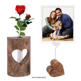 Sophie - bloemenvase en fotostandaard - natuurlijk hout - mangohout - set