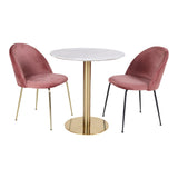 Van den Berg - Eettafel - marmerlook - staal en MDF - ø70x75cm