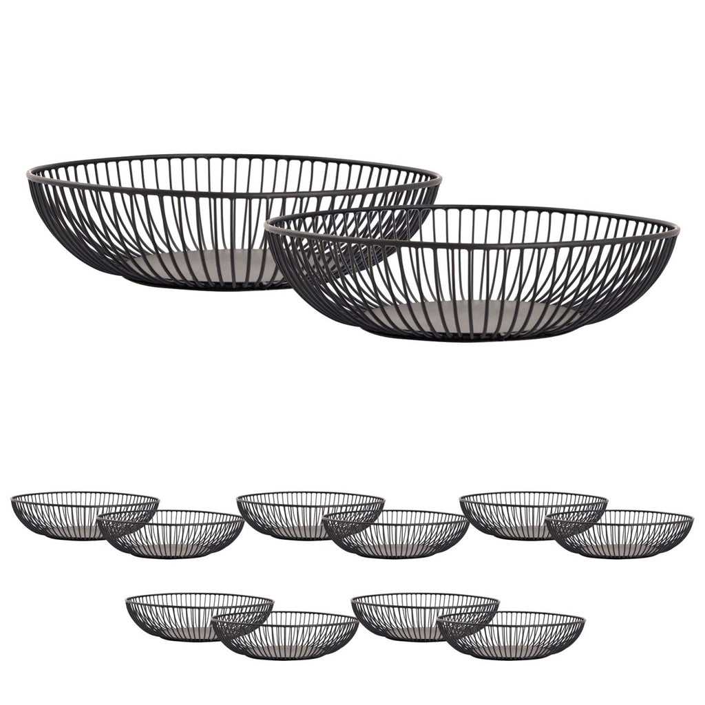 Mila - Brotmand - zwart - metaal - ø 28 x 7 cm (set van 12)