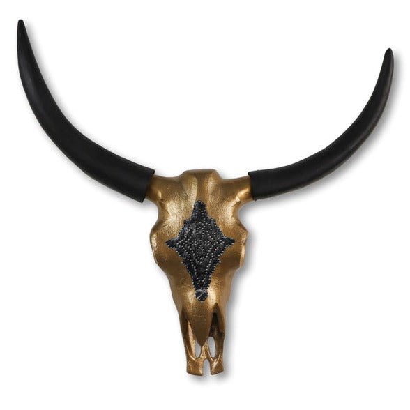 Prachtige buffelkop dierenkop met gouden accenten voor een luxueuze uitstraling.