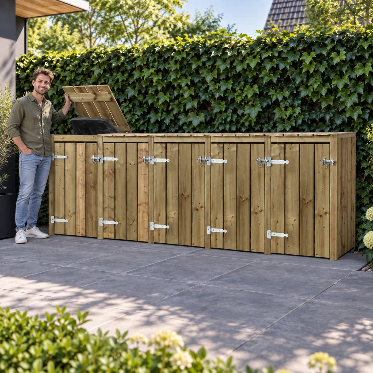 container ombouw 5 kliko's arjan met klep open