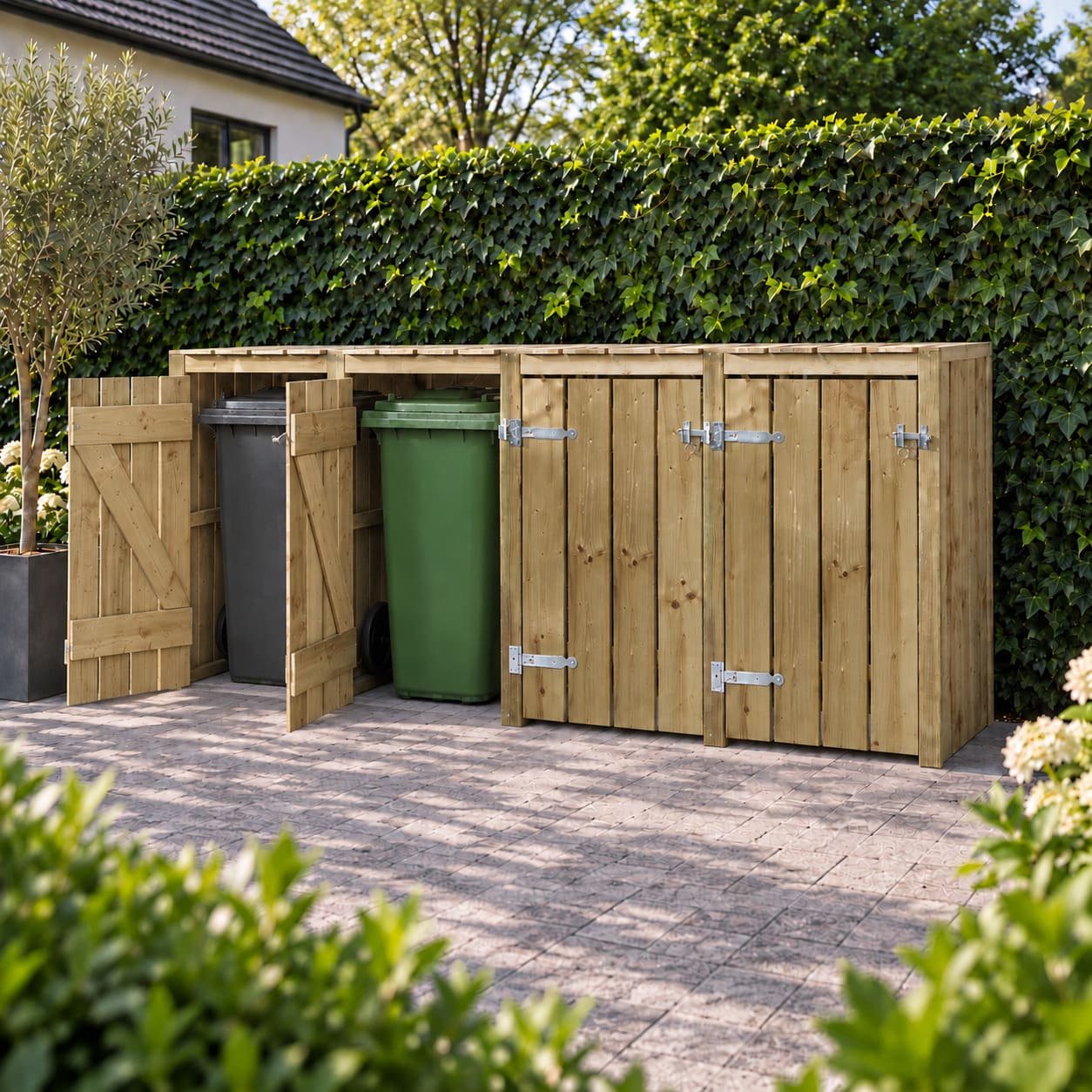 container ombouw kees 4 kliko's met twee deuren open