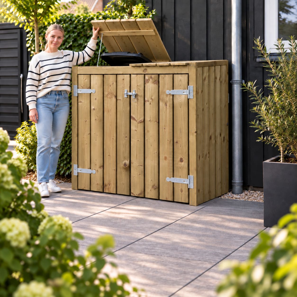 container ombouw 2 kliko's walter met klep open