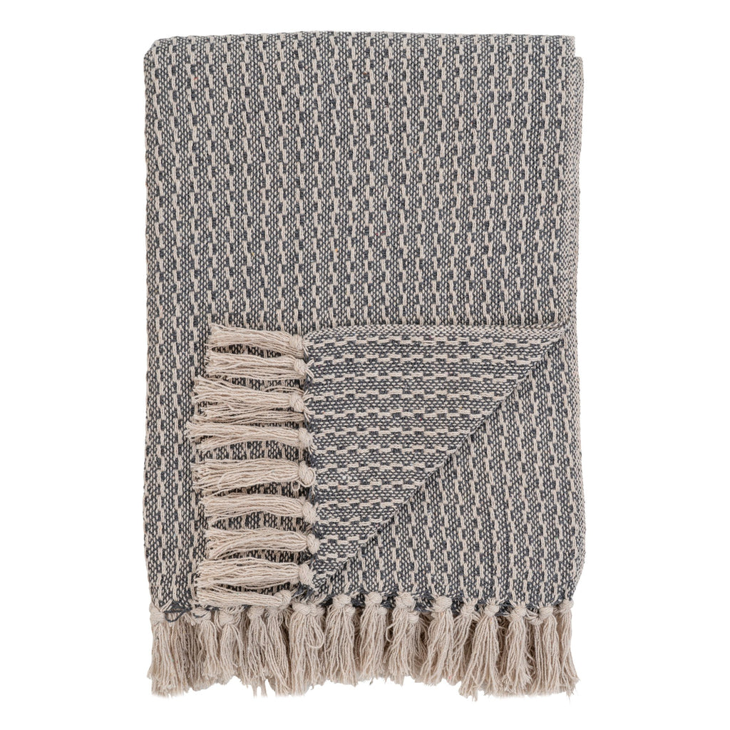 Taylor - Couverture Cort - Gris foncé/Blanc - Coton - 130x160 cm