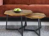 Eva - Ensemble de 2 tables basses - noir - bois massif et métal - 67x52x47/40cm
