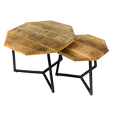 Eva - Ensemble de 2 tables basses - noir - bois massif et métal - 67x52x47/40cm