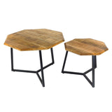 Eva - Ensemble de 2 tables basses - noir - bois massif et métal - 67x52x47/40cm