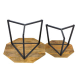 Eva - Ensemble de 2 tables basses - noir - bois massif et métal - 67x52x47/40cm
