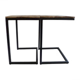 Michael - Bijzettafel - Altsilber - Gerecycled hout en metaal - 40x51cm