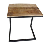 Michael - Bijzettafel - Altsilber - Gerecycled hout en metaal - 40x51cm