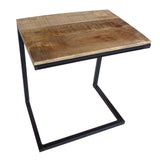 Michael - Bijzettafel - Altsilber - Gerecycled hout en metaal - 40x51cm
