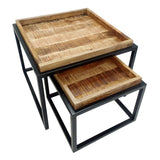 David - couchtisch - zwart - gerecycled hout en metaal - 54/45x46/38 cm