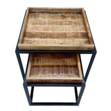 David - couchtisch - zwart - gerecycled hout en metaal - 54/45x46/38 cm