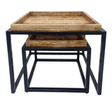David - couchtisch - zwart - gerecycled hout en metaal - 54/45x46/38 cm