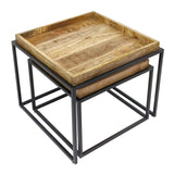 David - couchtisch - zwart - gerecycled hout en metaal - 54/45x46/38 cm