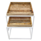 Mia - Couchtisch 2er Set - tabak en mat wit - gerecycled hout en metaal - 60x60x45 cm