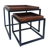 Eva - Couchtisch 2er Set - zwart - gerecycled hout en metaal - 54/45x46/38 cm