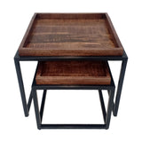 Eva - Couchtisch 2er Set - zwart - gerecycled hout en metaal - 54/45x46/38 cm