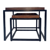 Eva - Couchtisch 2er Set - zwart - gerecycled hout en metaal - 54/45x46/38 cm