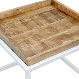 Mia - Couchtisch 2er Set - tabak en mat wit - gerecycled hout en metaal - 60x60x45 cm