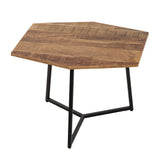 Olivia - Table d'appoint - noire - bois recyclé et métal - 56x48 cm