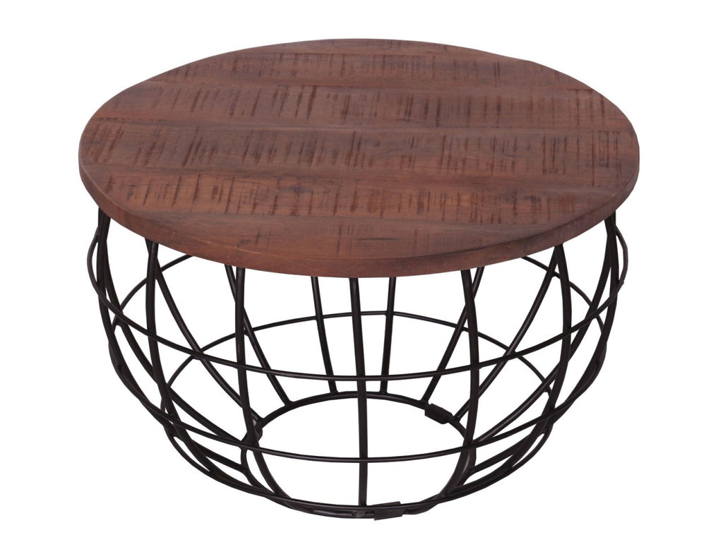 James – Couchtisch – Schwarz – recyceltes Holz und Metall – ø 55 cm