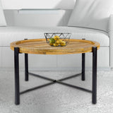 Sophia - Table d'appoint - tabac - bois de manguier recyclé et métal - ø75cm