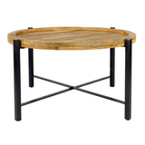 Sophia - Table d'appoint - tabac - bois de manguier recyclé et métal - ø75cm