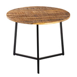 Isabella - table basse - noire - bois de manguier massif et métal - ø 56cm