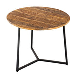 Isabella - table basse - noire - bois de manguier massif et métal - ø 56cm
