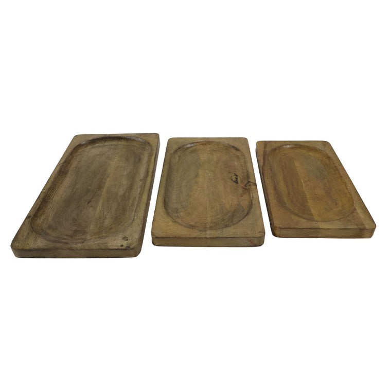 Breng natuurlijke pracht in elke kamer met deze set van 3 elegante dienbladen.
