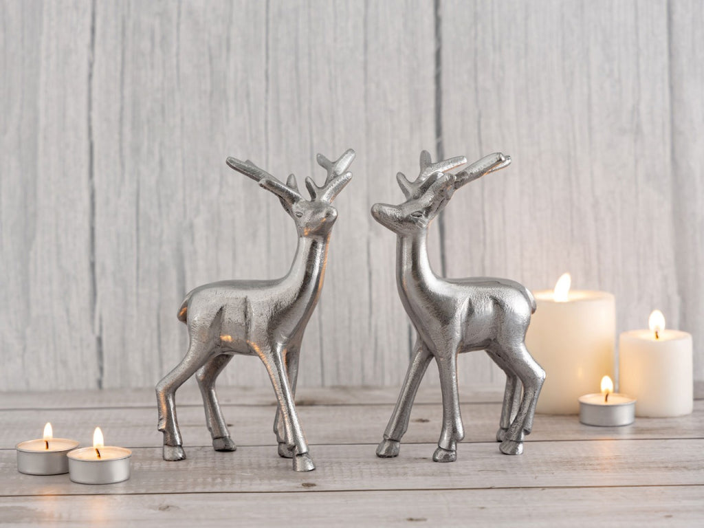 Olivia - Dekofigur Hirsch 2er Set - Metall - 20 cm