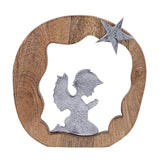Luuk - Dekofigur Betender Engel - Mangohout en Aluminium - 20x20cm