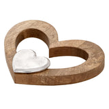 Joseph - Figurine décorative Coeur - Bois naturel et aluminium - 27x21cm